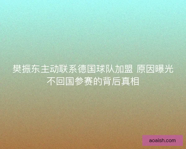 樊振东主动联系德国球队加盟 原因曝光不回国参赛的背后真相