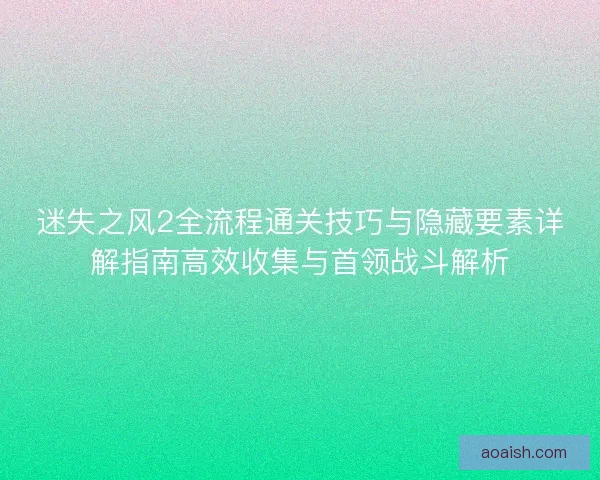 迷失之风2全流程通关技巧与隐藏要素详解指南高效收集与首领战斗解析