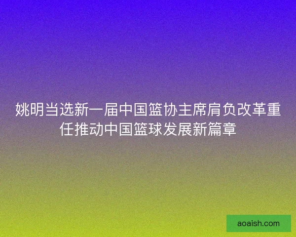 姚明当选新一届中国篮协主席肩负改革重任推动中国篮球发展新篇章