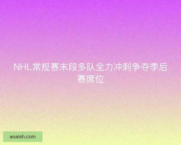 NHL常规赛末段多队全力冲刺争夺季后赛席位